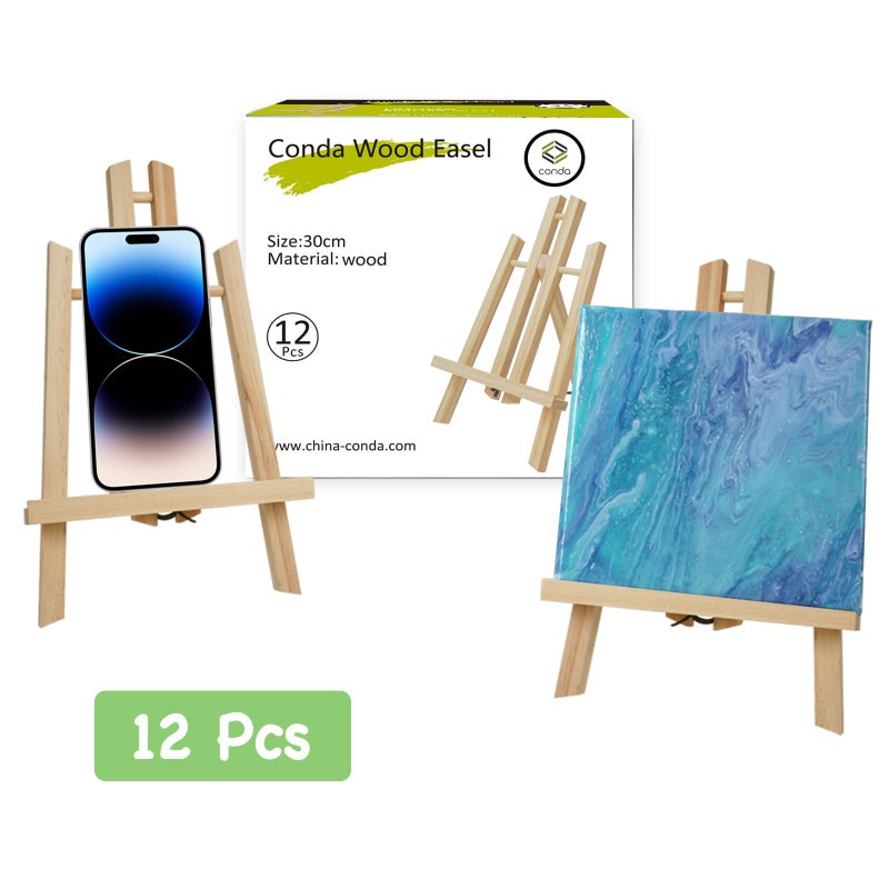 Conda 12Pack Wooden Tabletop Easel for Painting and Display, 11.8" Small Portable A-Frame Tripod Stand for 8x10 and 11x14 Canvas, Desk Easel for Photos, Students Kids Beginners - Image 3
